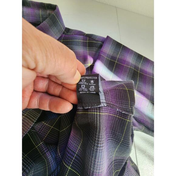 Dixxon Flannel Shirt Mens Medium Purple Plaid LS Ballistic 97 BJ Baldwin Punk - Picture 10 of 15